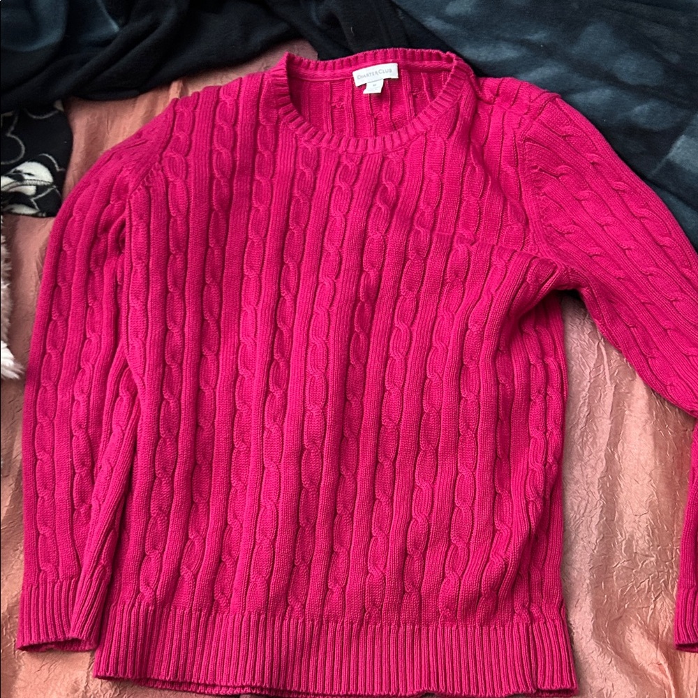 Charter Club Fuchsia Cable Knit Sweater
